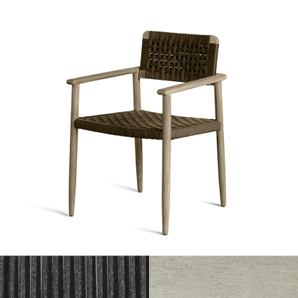 Dante, Outdoor Dining Armchair, Aged Teak-Graphite
