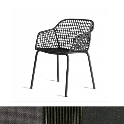 Donna, Outdoor Dining Armchair, Graphite-Green-Grey