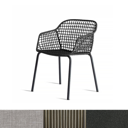 Donna, Outdoor Dining Armchair, Graphite-Taupe-Light Grey