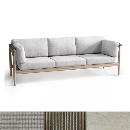 Leo, 3-Seater Outdoor Sofa, Aged Teak-Taupe-Grey