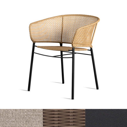 Zinnia, Outdoor Dining Chair, Lava-Natural-Almond