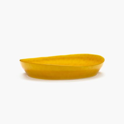 Feast, Deep Serving Playte, S, Yellow-Black Dots