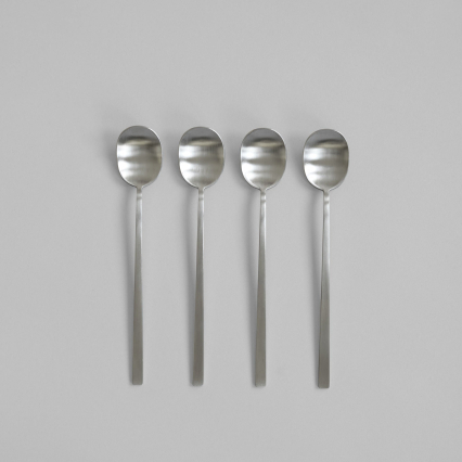 Kogei, Long Spoon Set, Brushed Steel, 4 Pcs