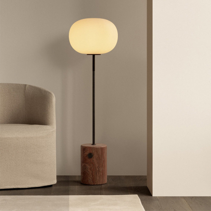 JWDA, Floor Lamp, Red Travertine/Bronzed Brass