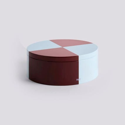 Tin, Container, Round, Burgundy - Icy Blue