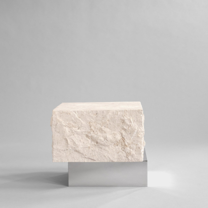 Temple, Coffee Table, Low, Chrome-Limestone