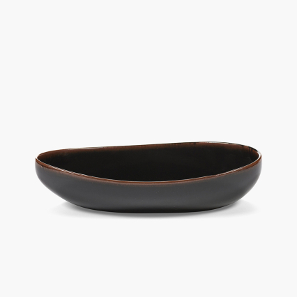 Out of Lines, Serving Bowl, Oval, Dark Brown