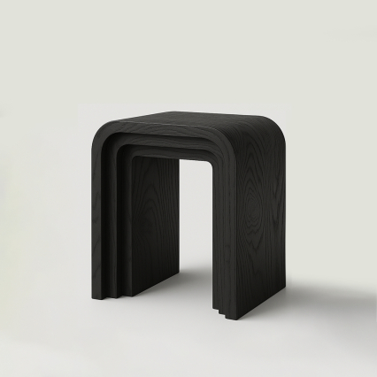 Beetle Round, Side Table, Black Oak