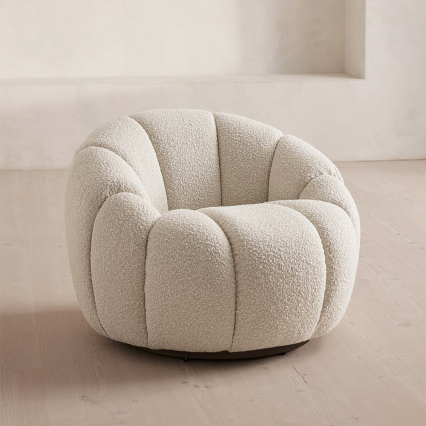 Daisy, Swivel Lounge Chair, Off-White