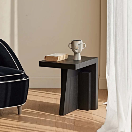 Varen, Side Table, Matt Black, Oak