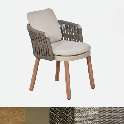 Vatican II, Outdoor Dining Chair, Teak-Brown-Taupe