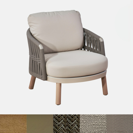 Vatican II, Outdoor Lounge Chair, Teak-Brown-Taupe