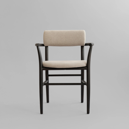 Nama, Dining Chair w/ Armrest, Coffee Black-Linen