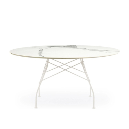 Glossy XXL, Dining Table, White Steel-White Marble