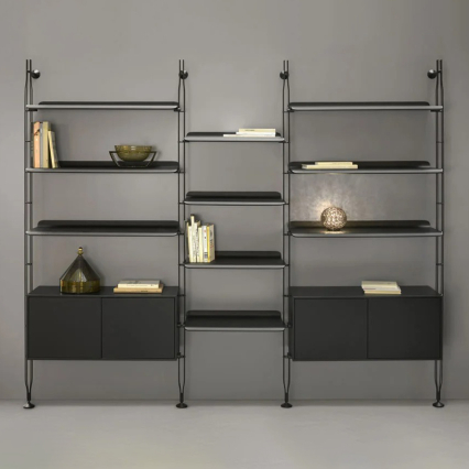 Adam Wood, Bookcase w/ Container, Ash Black-Black