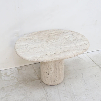 Canberra, Organic Side Table, White Travertine