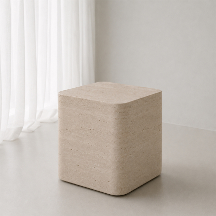 Couhe, Coffee Table, White Travertine, 40 cm