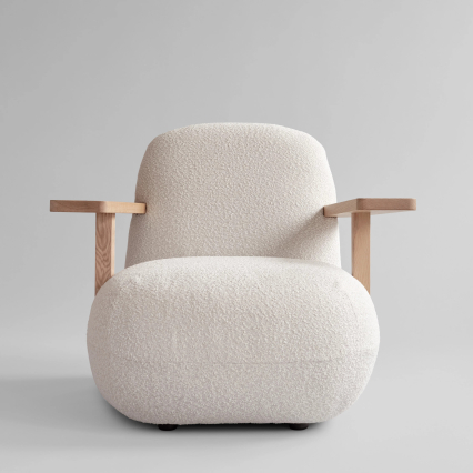 Toe, Lounge Chair w/ Armrest, Natural Oak-Off White