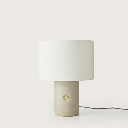 Sand, Table Lamp, Grey Terrazo-White Shade