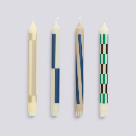 Pattern, Candles, Set of 4, Cream & Dark
