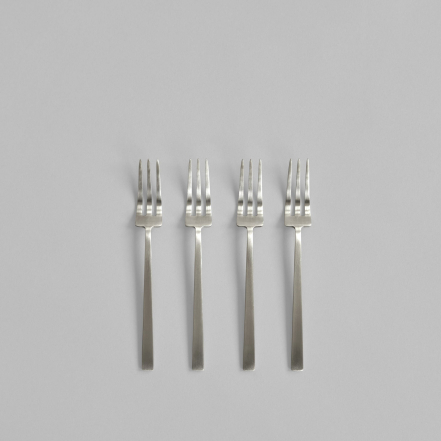 Kogei, Dessert Fork Set, Brushed Steel, 4 Pcs