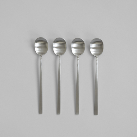 Kogei, Long Spoon Set, Brushed Steel, 4 Pcs