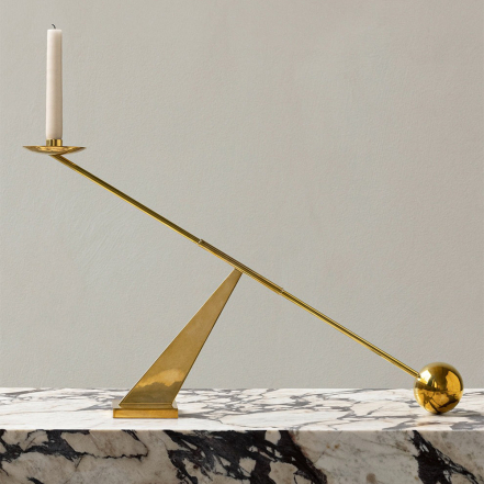 Interconnect, Candle Holder, Polished Brass