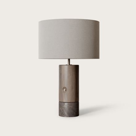 Sano, Portable Table Lamp, Brown Marble/Dark Wood