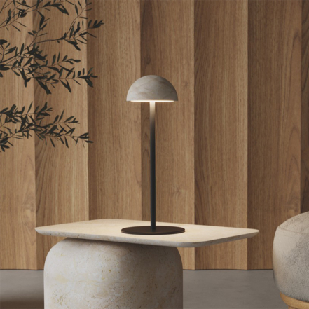 Dussa, Table Lamp, Black Matt-Travertino