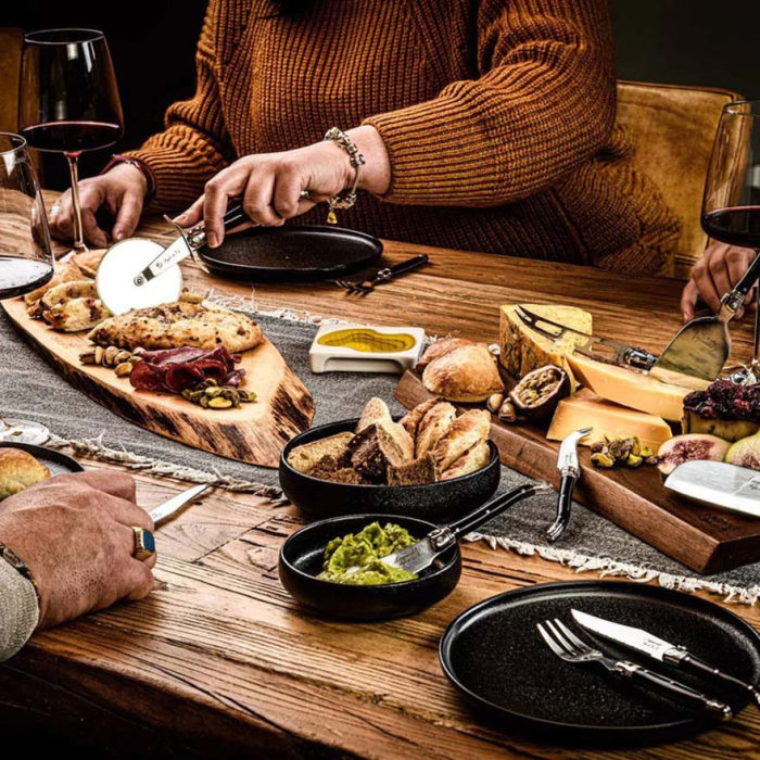 Premium Line, Cheese Knives Set with Serving Board, Black, Set of 5pcs