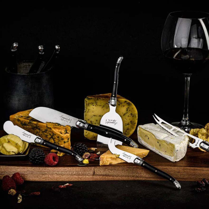 Premium Line, Cheese Knives Set with Serving Board, Black, Set of 5pcs