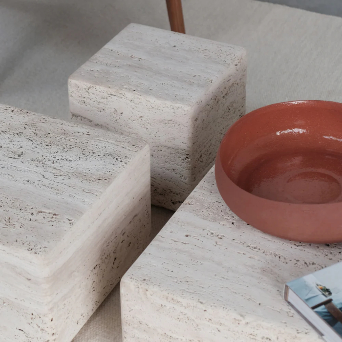 Dijon, Coffee Table, Medium, White Travertine
