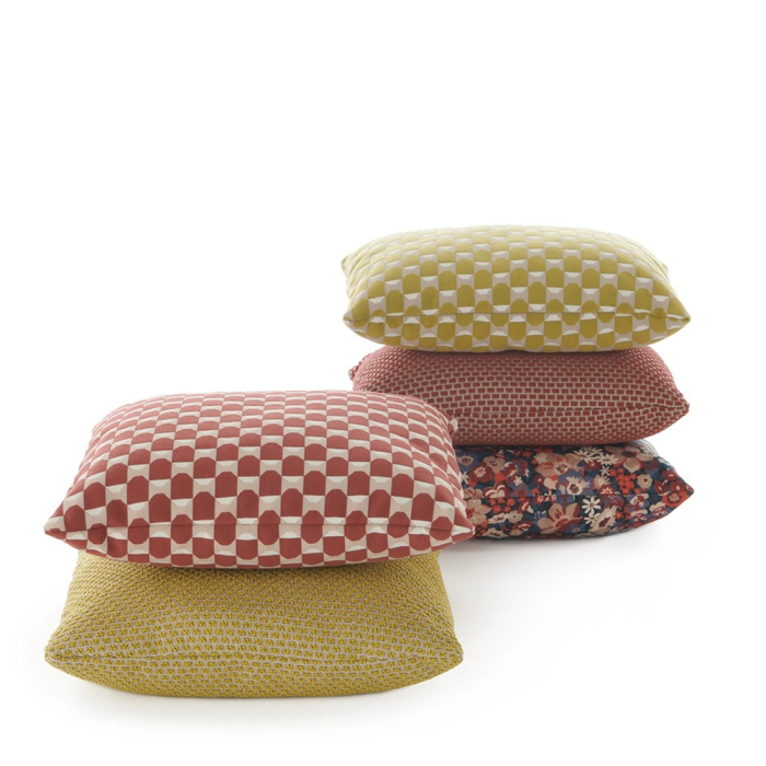 Liberty Obi Check, Outdoor Cushion, Yellow, Square