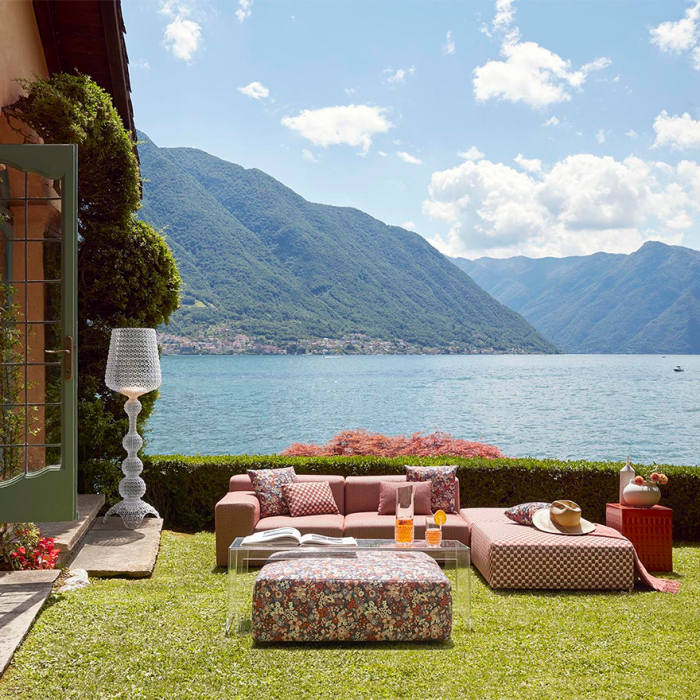 Liberty Obi Check, Outdoor Cushion, Yellow, Square