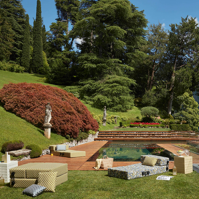 Liberty Obi Check, Outdoor Cushion, Yellow, Square