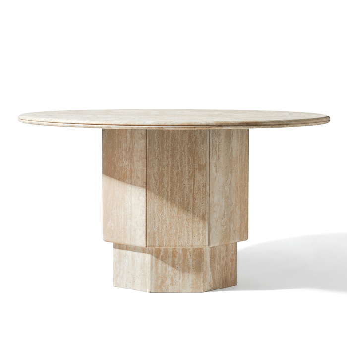 Orbit, Dining Table, Ivory Travertine, DIA140