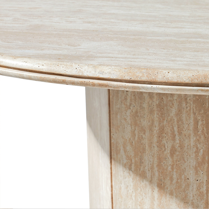 Orbit, Dining Table, Ivory Travertine, DIA140