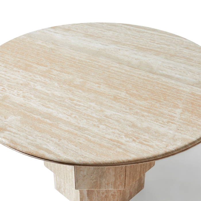 Orbit, Dining Table, Ivory Travertine, DIA140