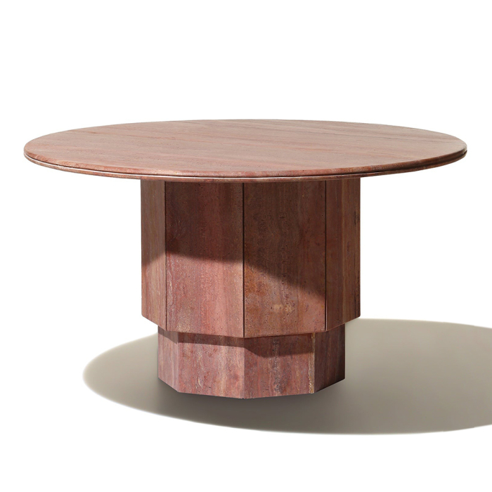 Orbit, Dining Table, Red Travertine, DIA140