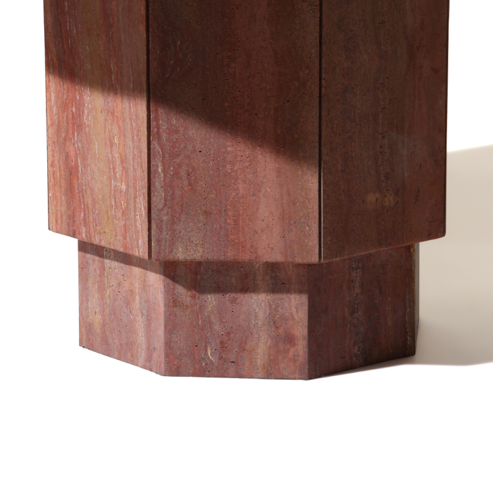 Orbit, Dining Table, Red Travertine, DIA140