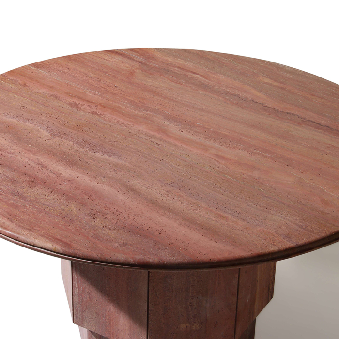 Orbit, Dining Table, Red Travertine, DIA140