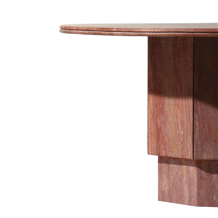 Orbit, Dining Table, Red Travertine, DIA140