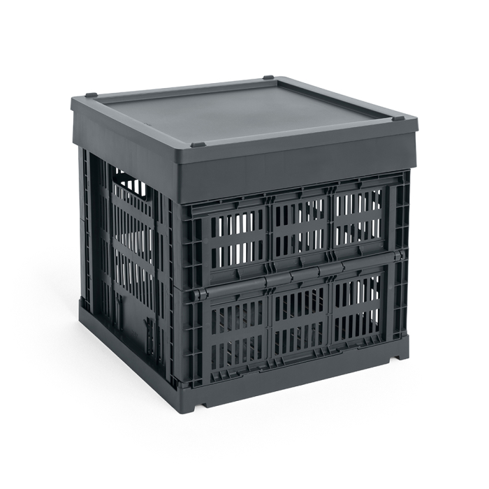 Hay Colour, Medium Plastic Lid, Square-Cube, Charcoal