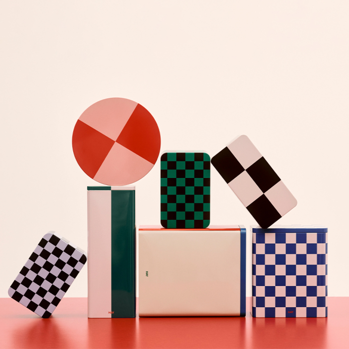 Tin, Container, Medium, Black-Off White