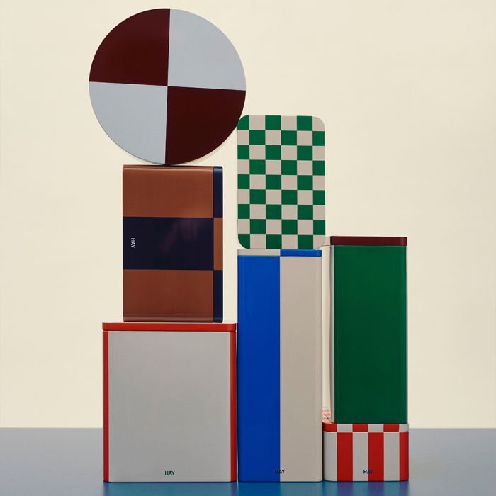 Tin, Container, Medium, Black-Off White