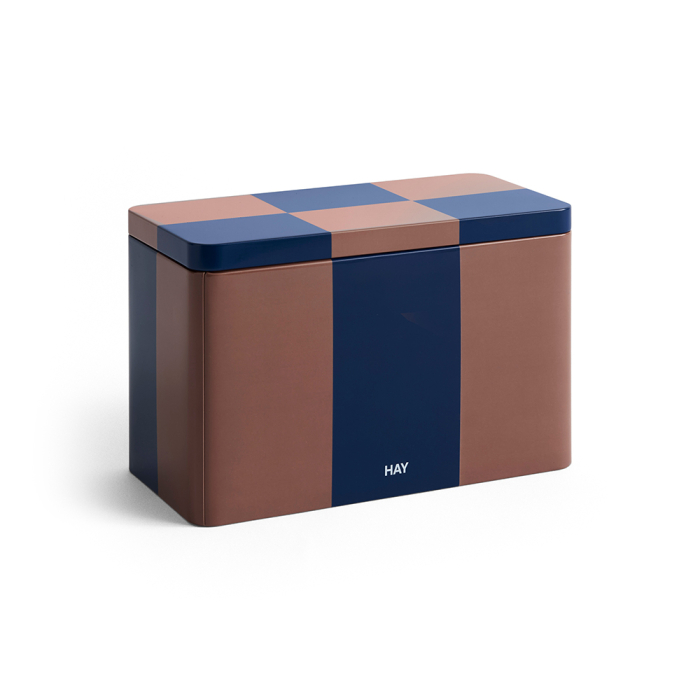 Tin, Container, Medium, Brown-Midnight Blue