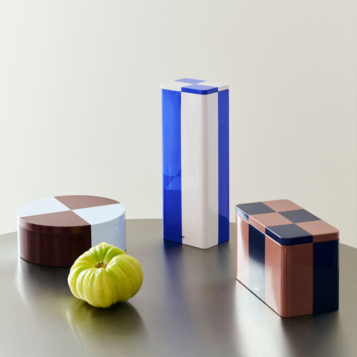 Tin, Container, Medium, Brown-Midnight Blue