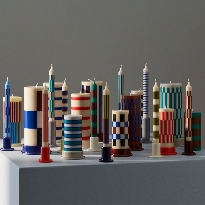 Pattern Candle, Blues & Bordeaux, Set of 4