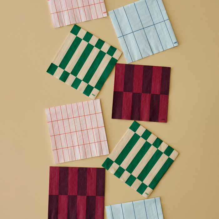 Pattern, Napkins, Set of 20 Lunch, Anthracite & Bordeaux Pillar