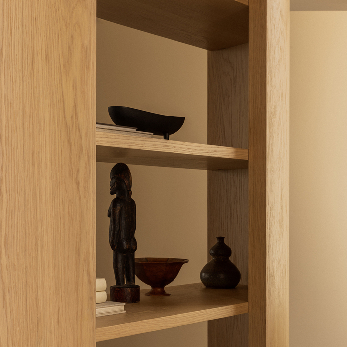 Crescent, Shelving, Lacquer Oak, H173